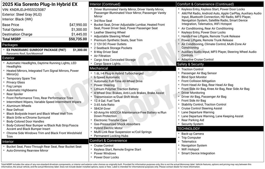 New 2025 Kia Sorento EX w/ EX Panoramic Sunroof Package AWD/4WD image 63