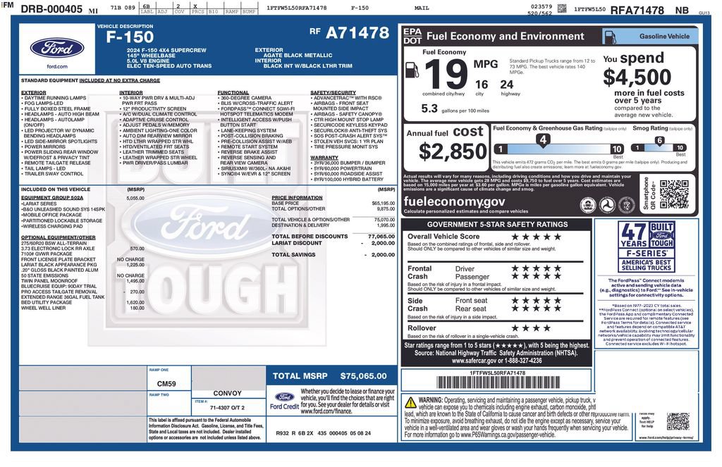 New 2024 Ford F150 Lariat w/ Equipment Group 502A High AWD/4WD image 2