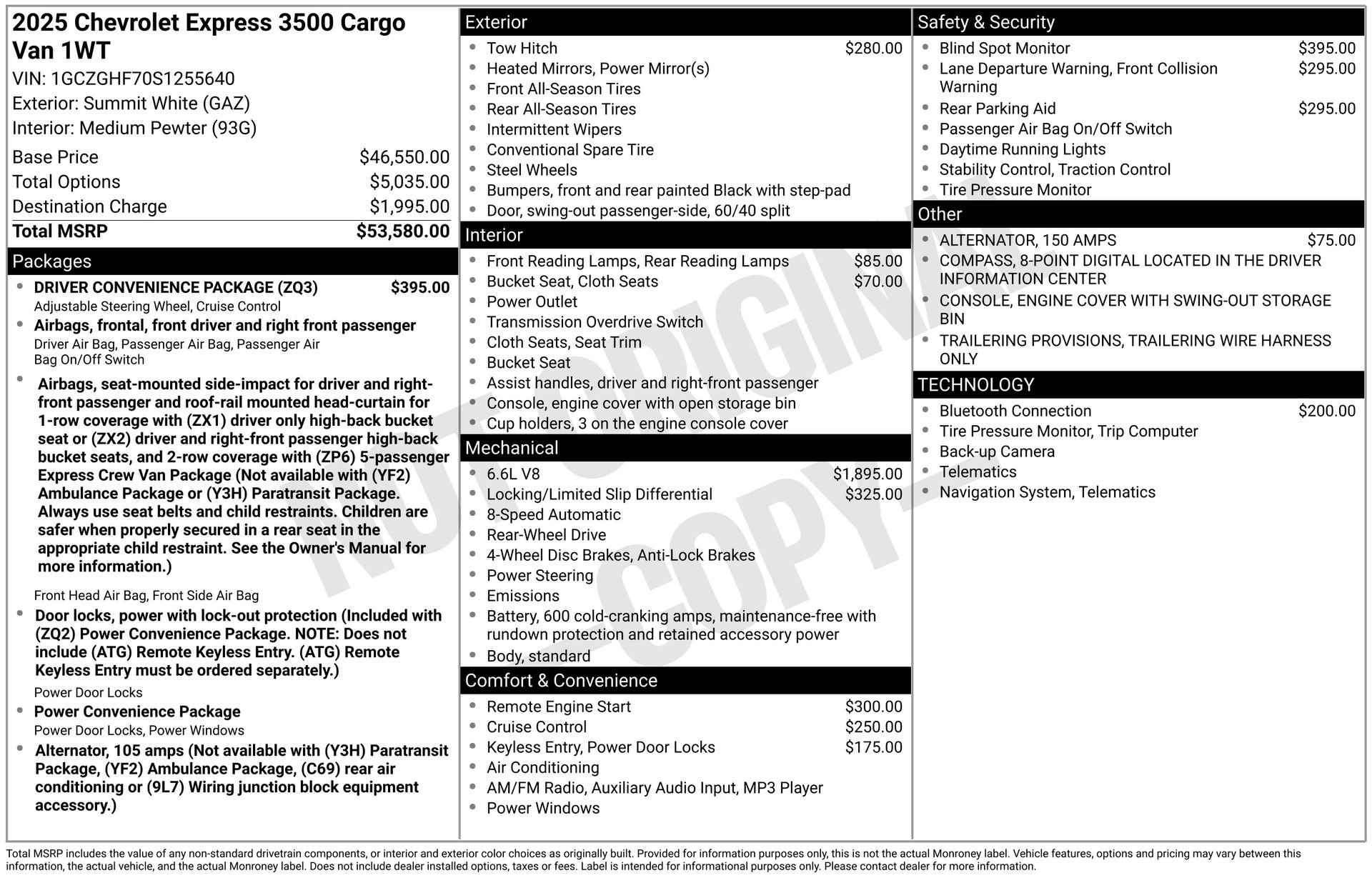 New 2025 Chevrolet Express 3500 Work Van w/ Driver Convenience Package image 3
