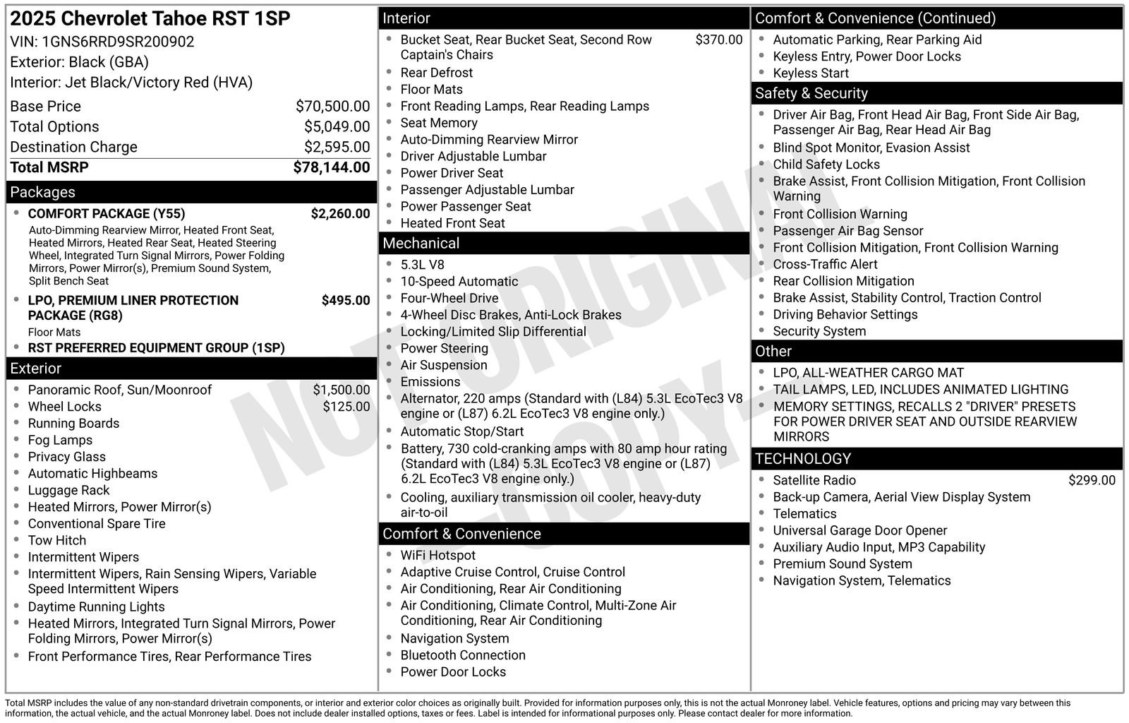 Used 2025 Chevrolet Tahoe RST w/ Comfort Package AWD/4WD image 9