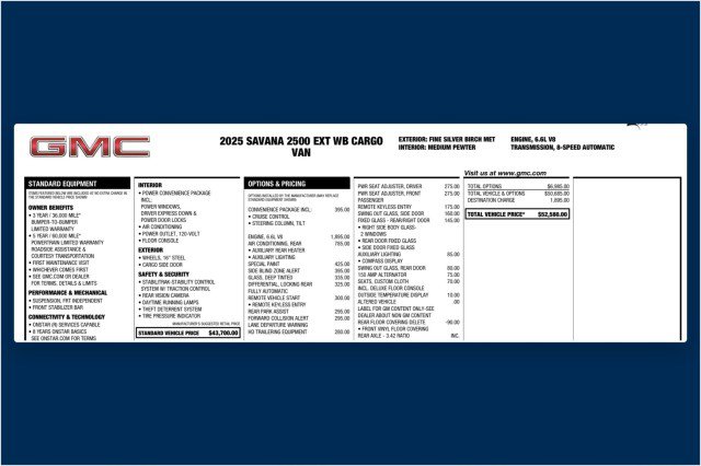 Used 2025 GMC Savana 2500 Extended w/ Driver Convenience Package RWD image 3