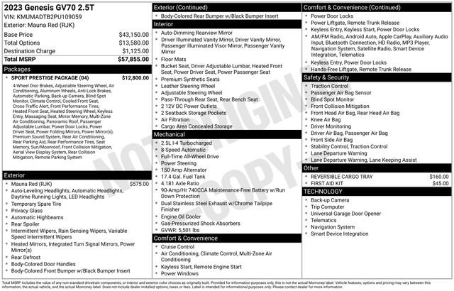 Used 2023 Genesis GV70 2.5T w/ Sport Prestige Package AWD/4WD image 38