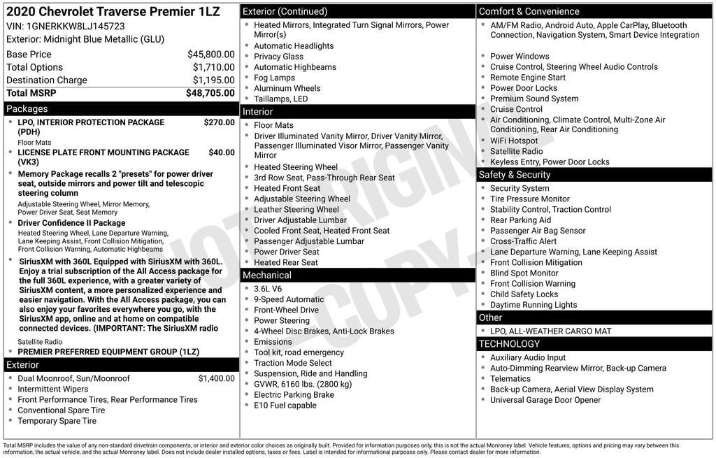 Certified 2020 Chevrolet Traverse Premier FWD image 10