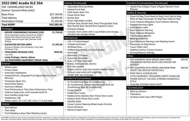 Used 2022 GMC Acadia SLE w/ Driver Convenience Package AWD/4WD image 30