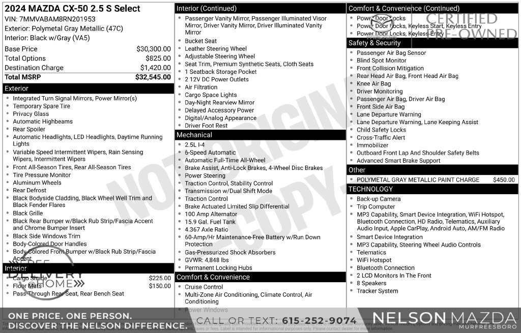 Certified 2024 MAZDA CX-50 AWD 2.5 S w/ Select Package image 2