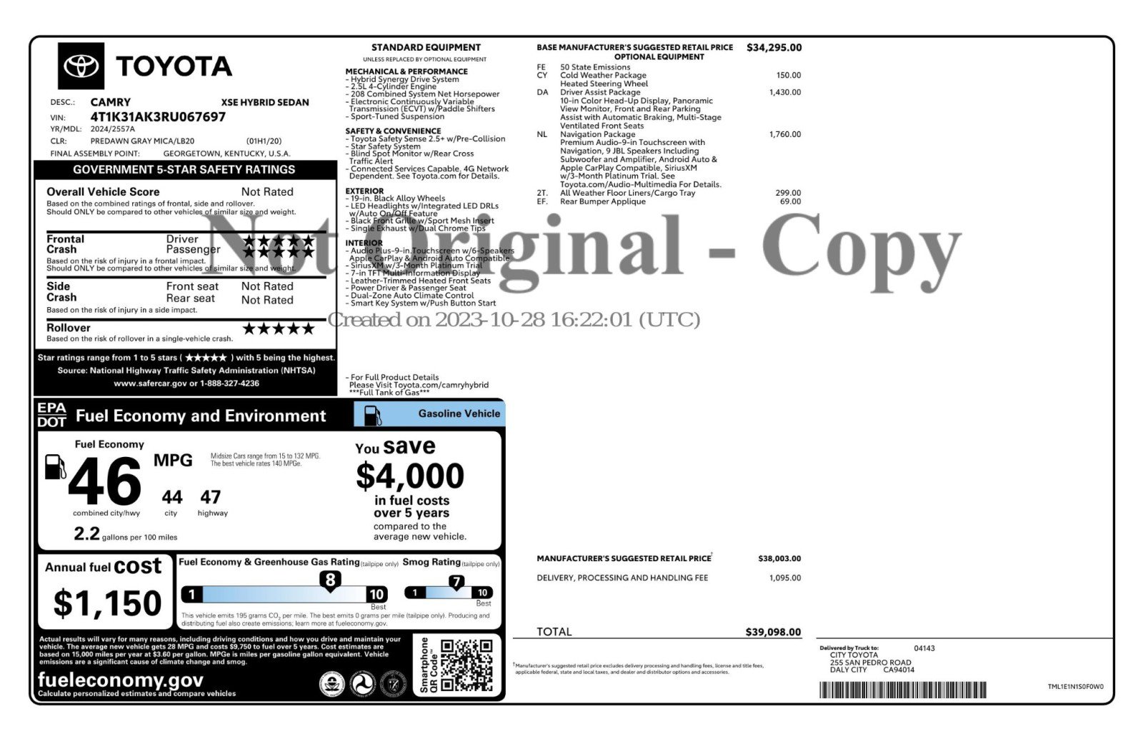 Used 2024 Toyota Camry XSE w/ Navigation Package image 52