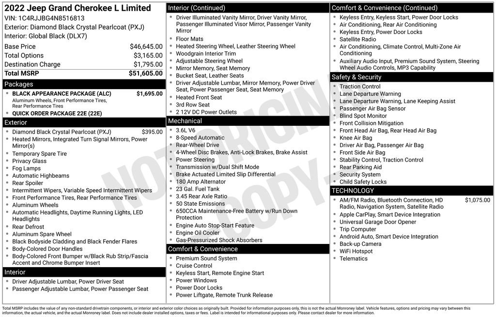 Used 2022 Jeep Grand Cherokee L Limited w/ Black Appearance Package RWD image 6