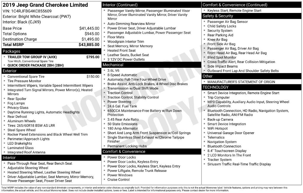 Certified 2019 Jeep Grand Cherokee Limited w/ Trailer Tow Group IV AWD/4WD image 7