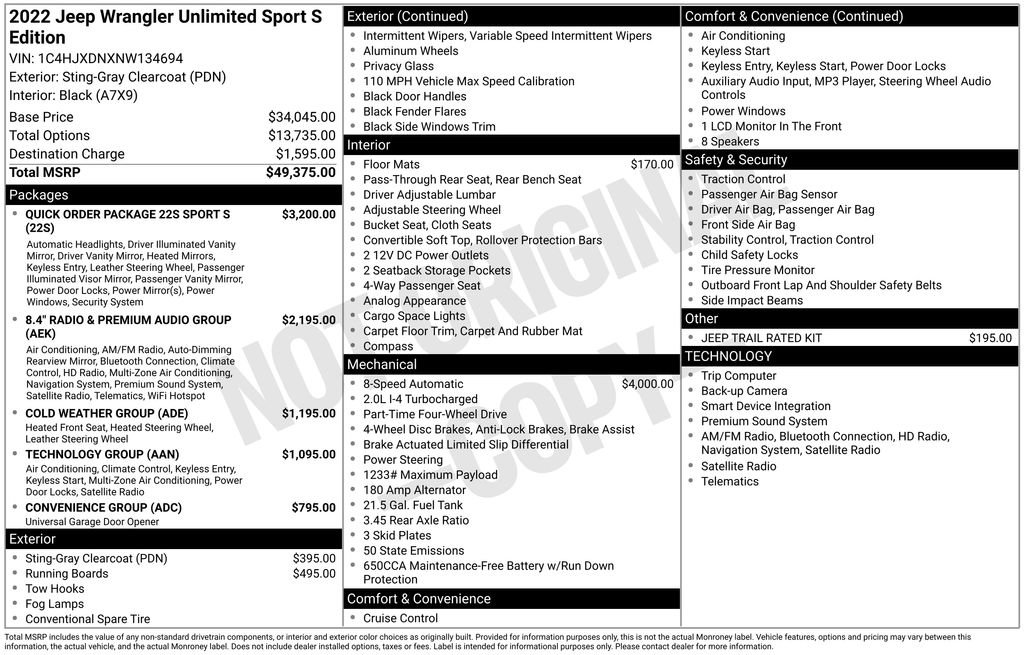 Used 2022 Jeep Wrangler Unlimited Sport image 39