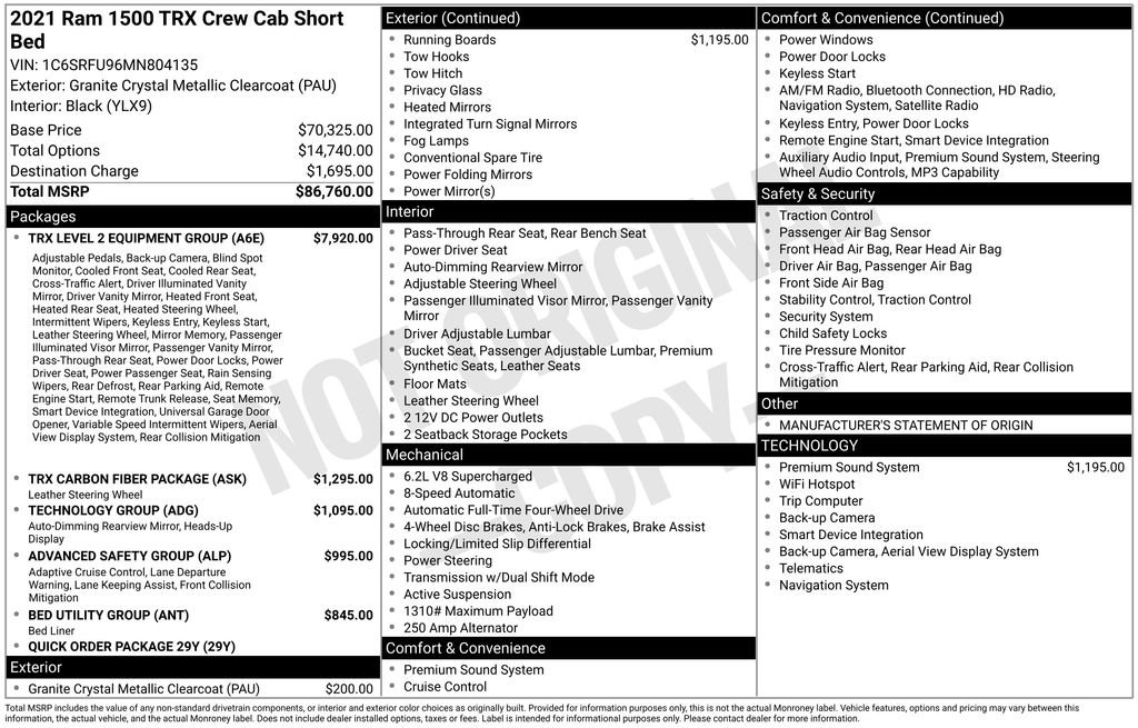 Used 2021 RAM 1500 TRX w/ TRX Level 2 Equipment Group AWD/4WD image 44