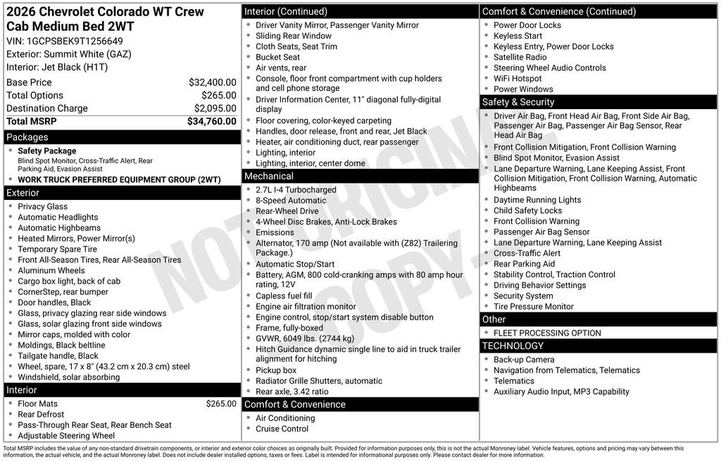 New 2026 Chevrolet Colorado W/T RWD image 4