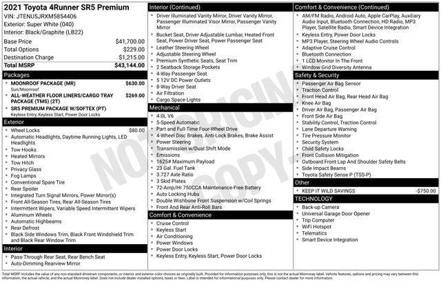 Used 2021 Toyota 4Runner SR5 Premium w/ Moonroof Package image 5