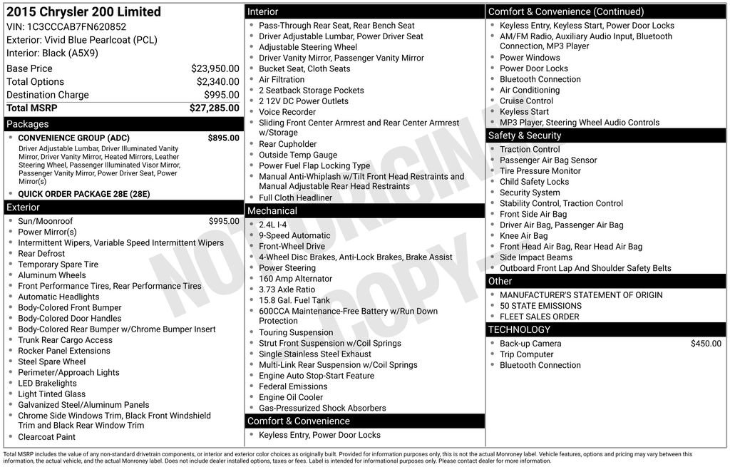 Used 2015 Chrysler 200 Limited w/ Convenience Group image 39