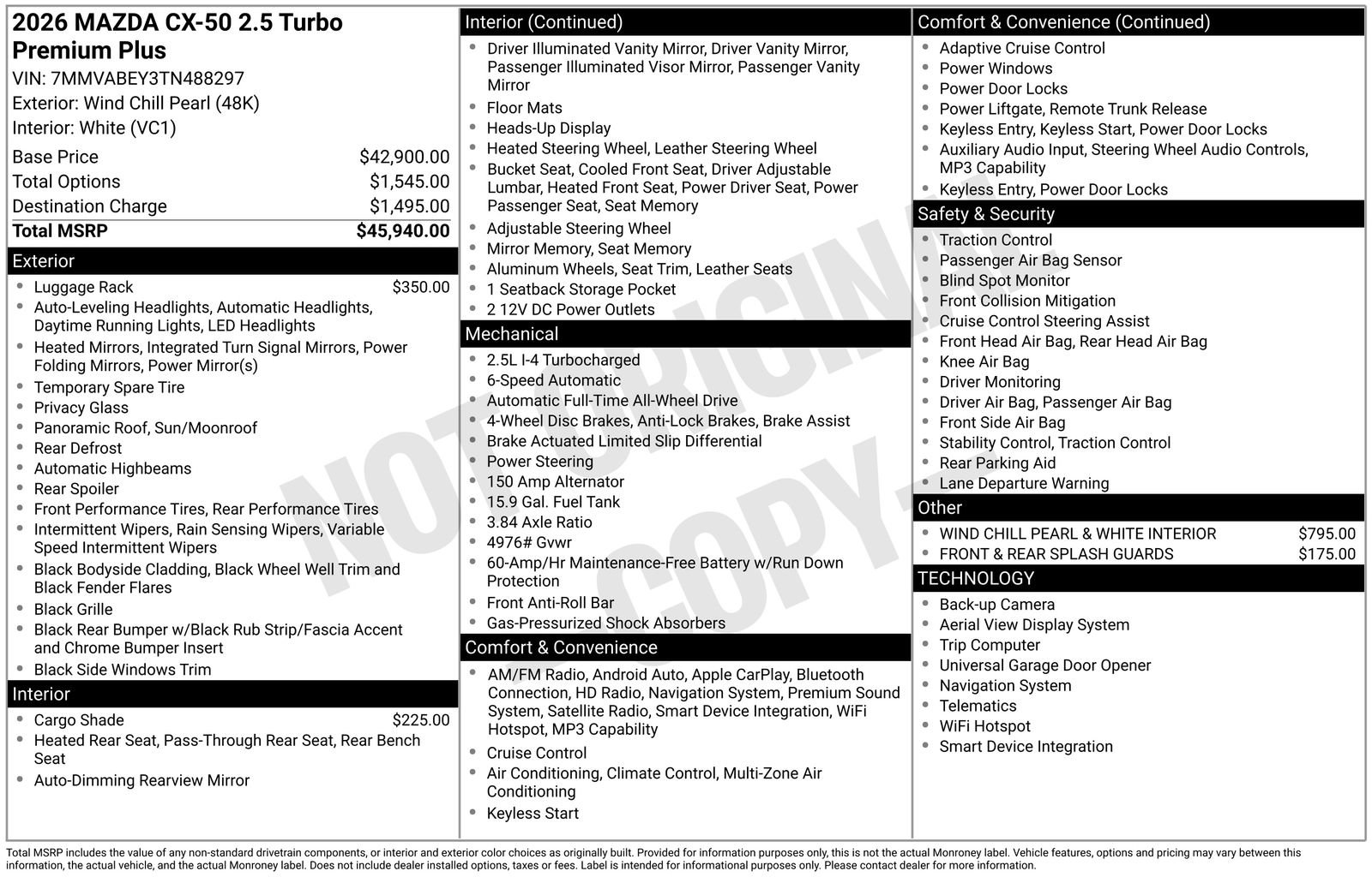 New 2026 MAZDA CX-50 2.5 Turbo w/ Premium Plus Pkg AWD/4WD image 4