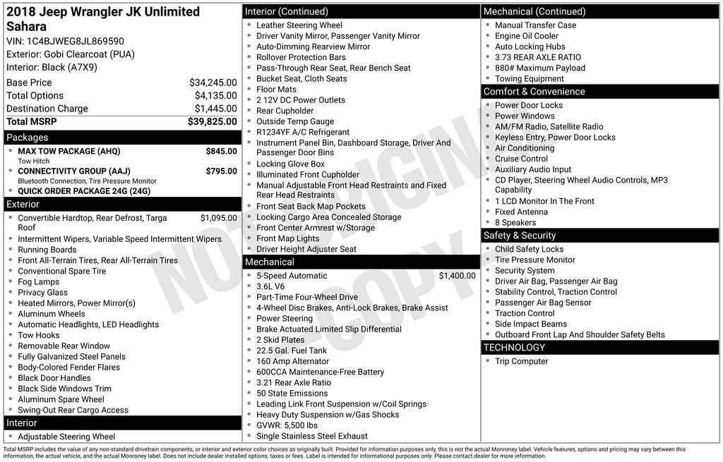 Used 2018 Jeep Wrangler Unlimited Sahara w/ Max Tow Package image 2