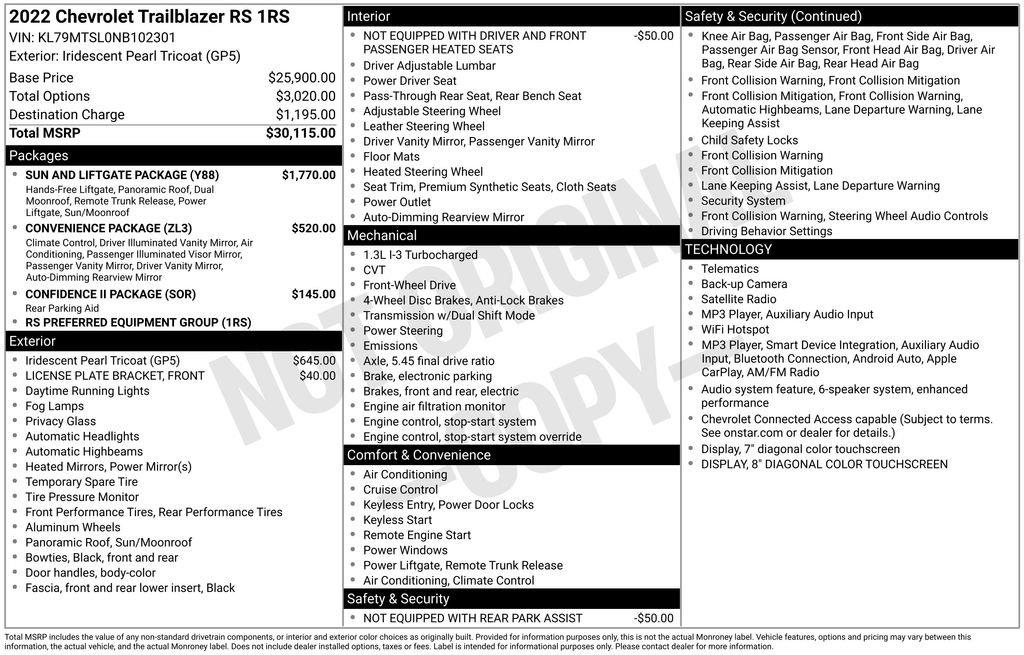 Used 2022 Chevrolet TrailBlazer RS w/ Sun and Liftgate Package FWD image 16