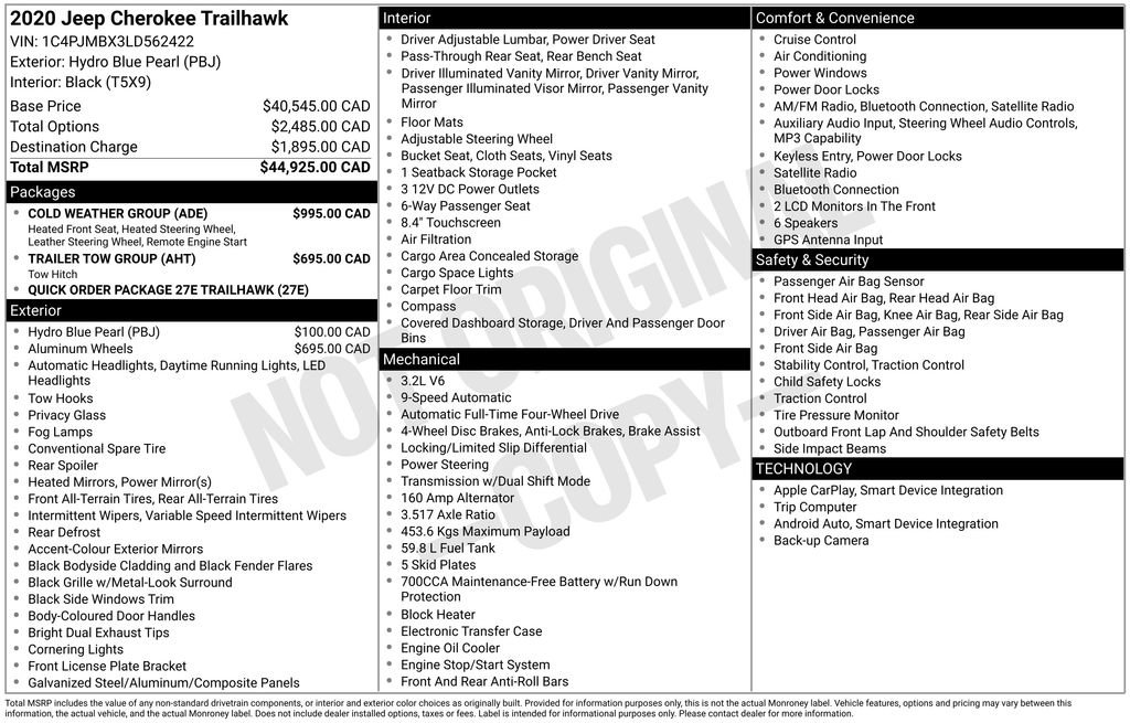 Used 2020 Jeep Cherokee Trailhawk w/ Cold Weather Group image 2