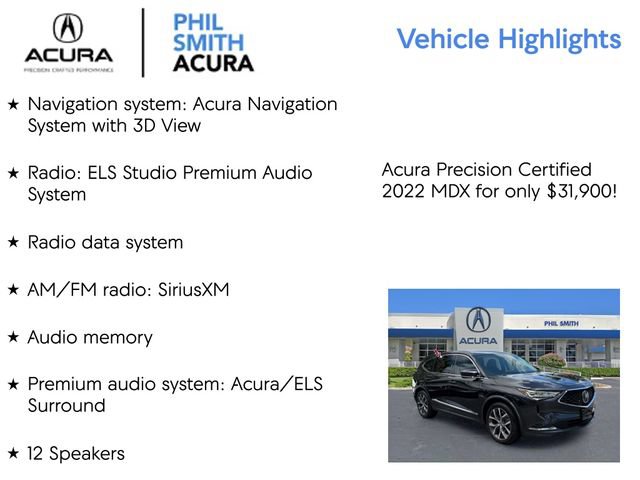 Certified 2022 Acura MDX w/ Technology Package FWD image 5