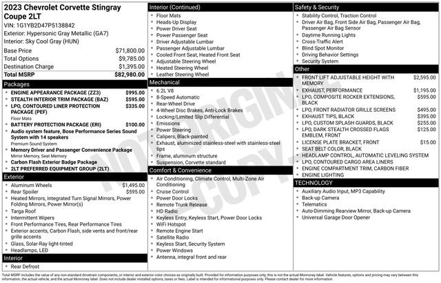 Used 2023 Chevrolet Corvette Stingray Preferred Cpe w/ Engine Appearance Package image 5