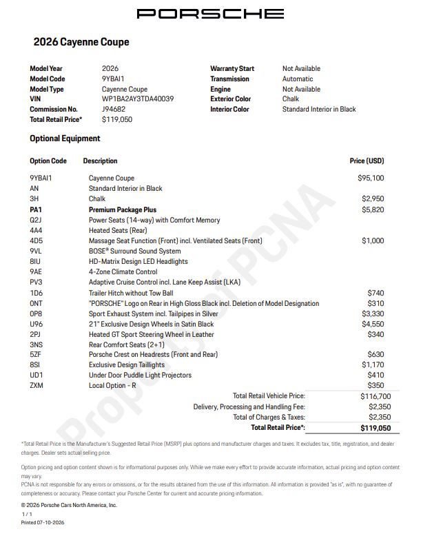 New 2026 Porsche Cayenne Coupe AWD/4WD image 6