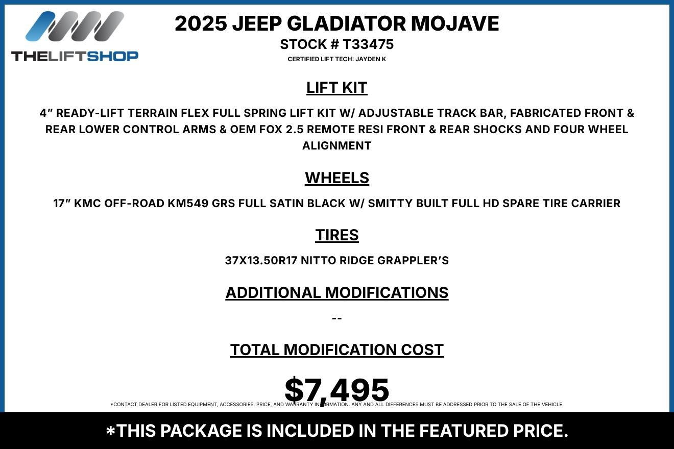 Used 2025 Jeep Gladiator Mojave w/ Convenience Group AWD/4WD image 2