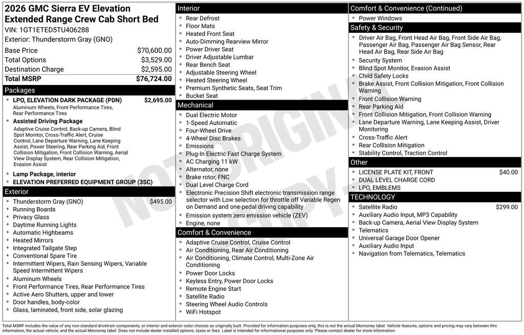 New 2026 GMC Sierra EV Elevation w/ LPO, Elevation Dark Package AWD/4WD image 41