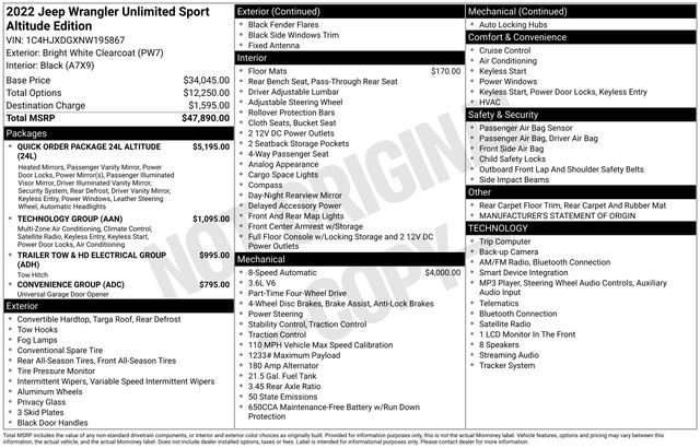 Used 2022 Jeep Wrangler Unlimited Sport AWD/4WD image 6