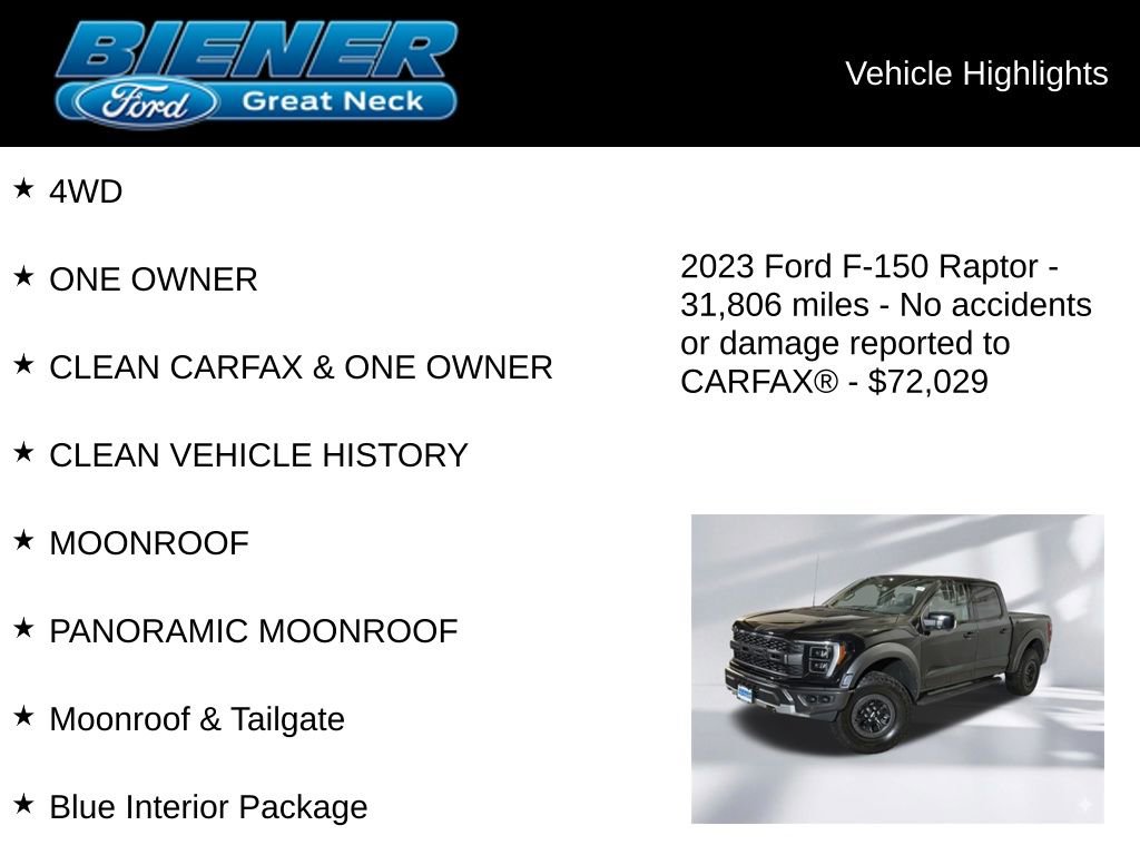 Used 2023 Ford F150 Raptor w/ Blue Interior Package AWD/4WD image 9