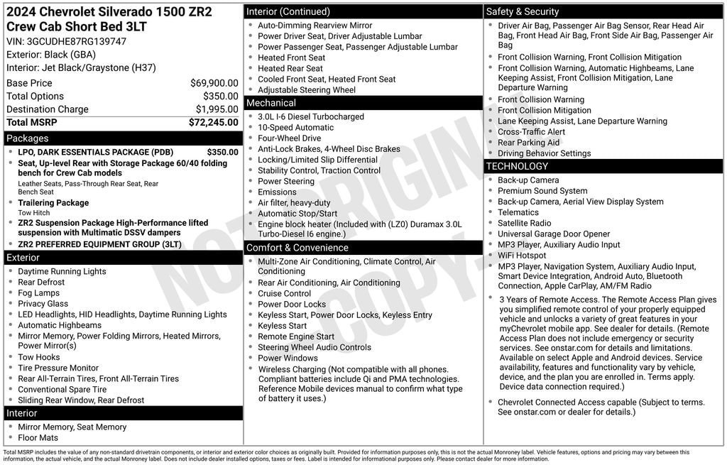 Used 2024 Chevrolet Silverado 1500 ZR2 w/ LPO, Dark Essentials Package AWD/4WD image 2