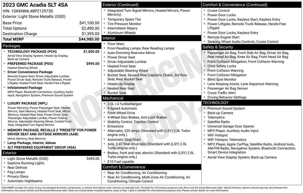 Used 2023 GMC Acadia SLT w/ Technology Package FWD image 38