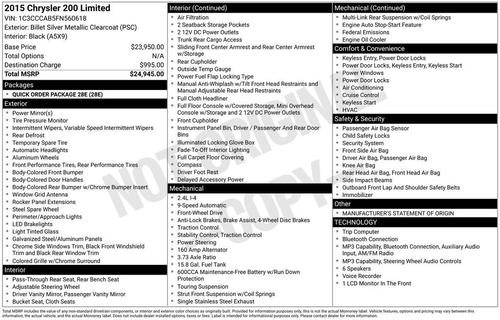 Used 2015 Chrysler 200 Limited FWD image 28