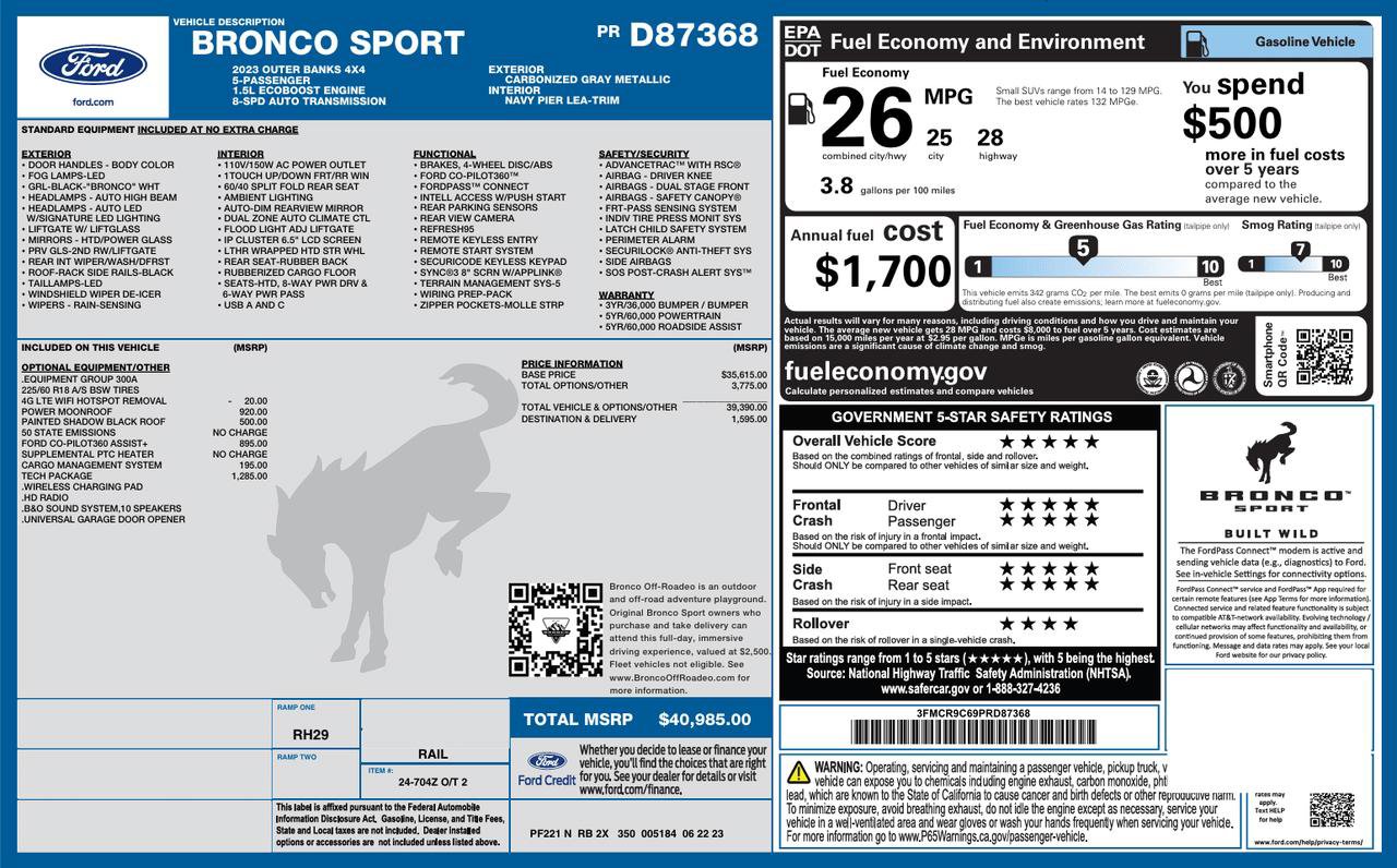 Used 2023 Ford Bronco Sport Outer Banks w/ Tech Package AWD/4WD image 61