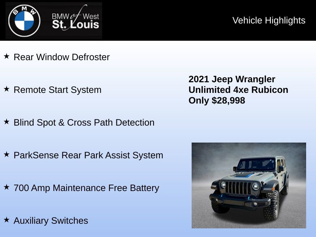 Used 2021 Jeep Wrangler Unlimited Rubicon 4xe w/ Cold Weather Group image 16