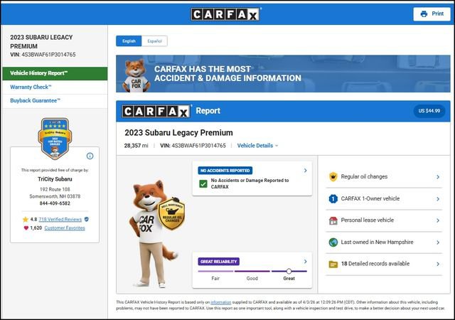 Used 2023 Subaru Legacy Premium image 12