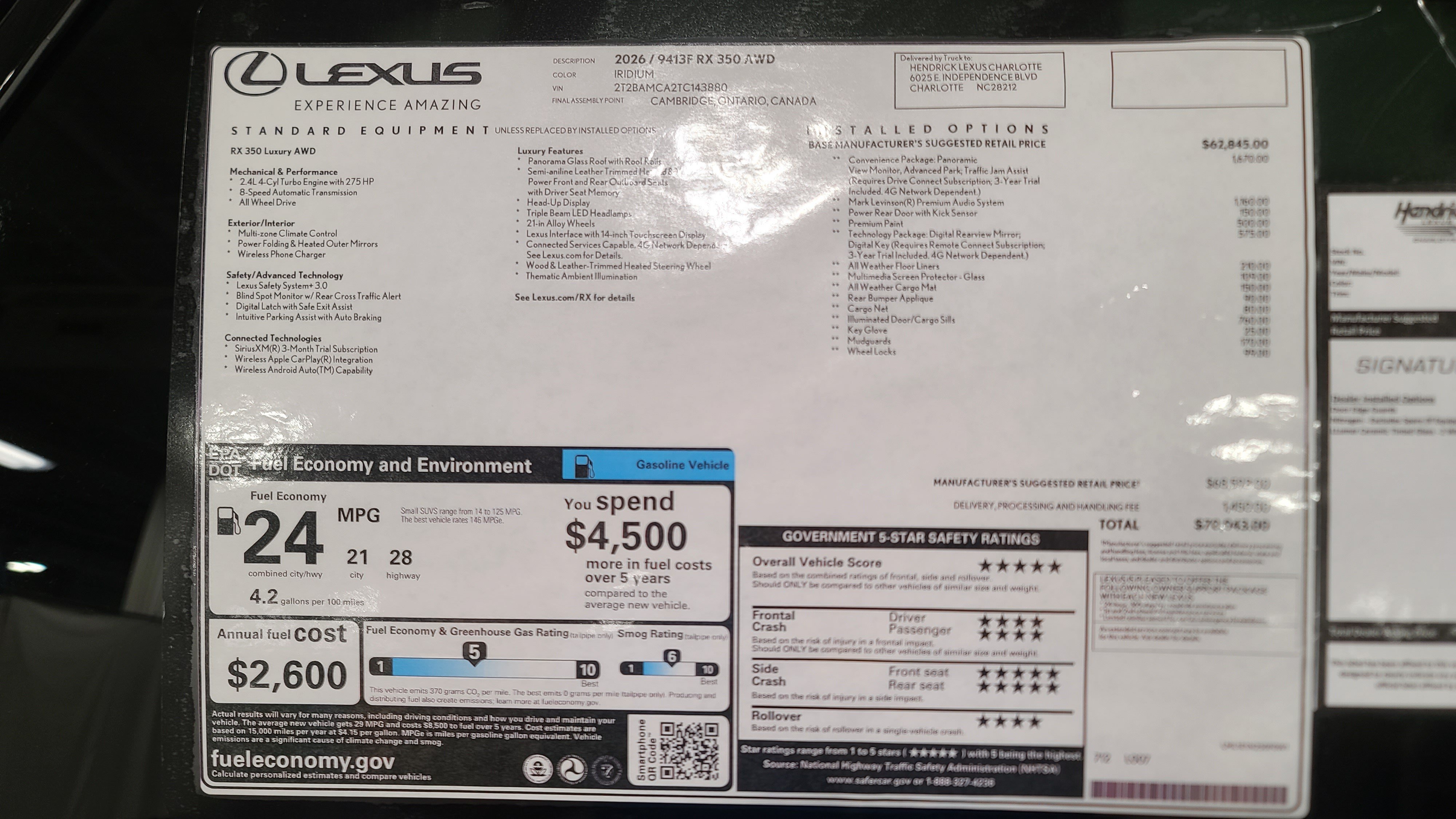 Used 2026 Lexus RX 350 AWD w/ Convenience Package image 44