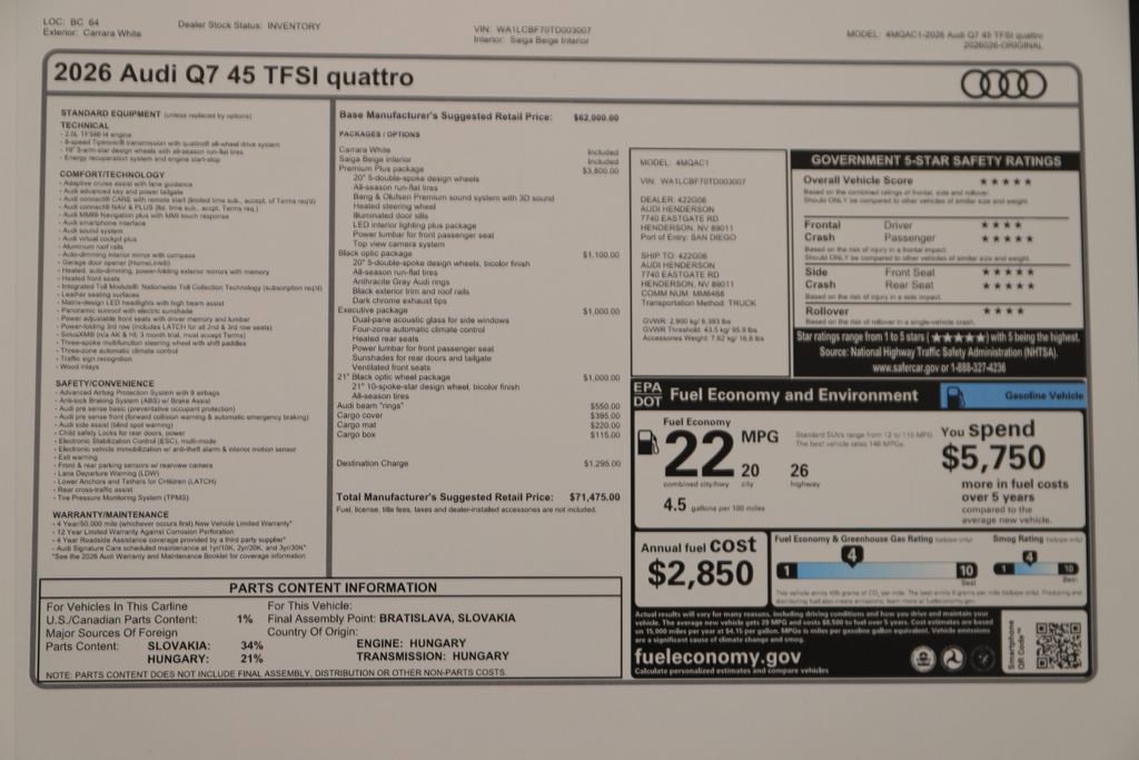 New 2026 Audi Q7 2.0T Premium Plus image 31
