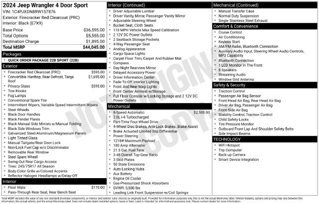 Certified 2024 Jeep Wrangler Unlimited Sport AWD/4WD image 3