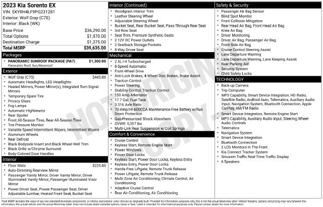 Certified 2023 Kia Sorento EX w/ Panoramic Sunroof Package FWD image 23