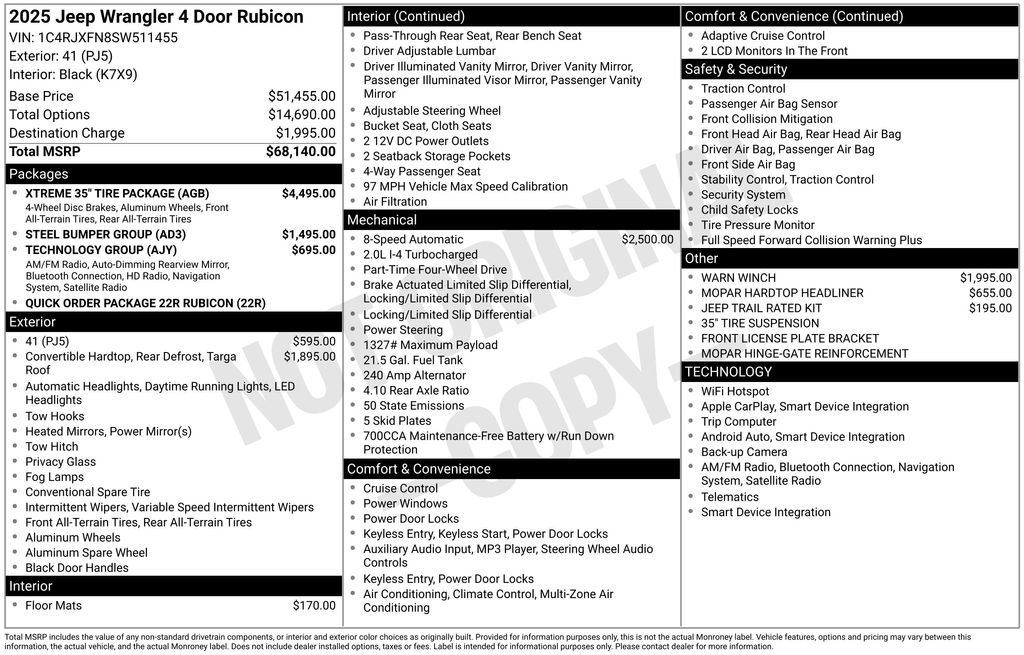 Used 2025 Jeep Wrangler Rubicon w/ XTREMEE 35" Tire Package image 38