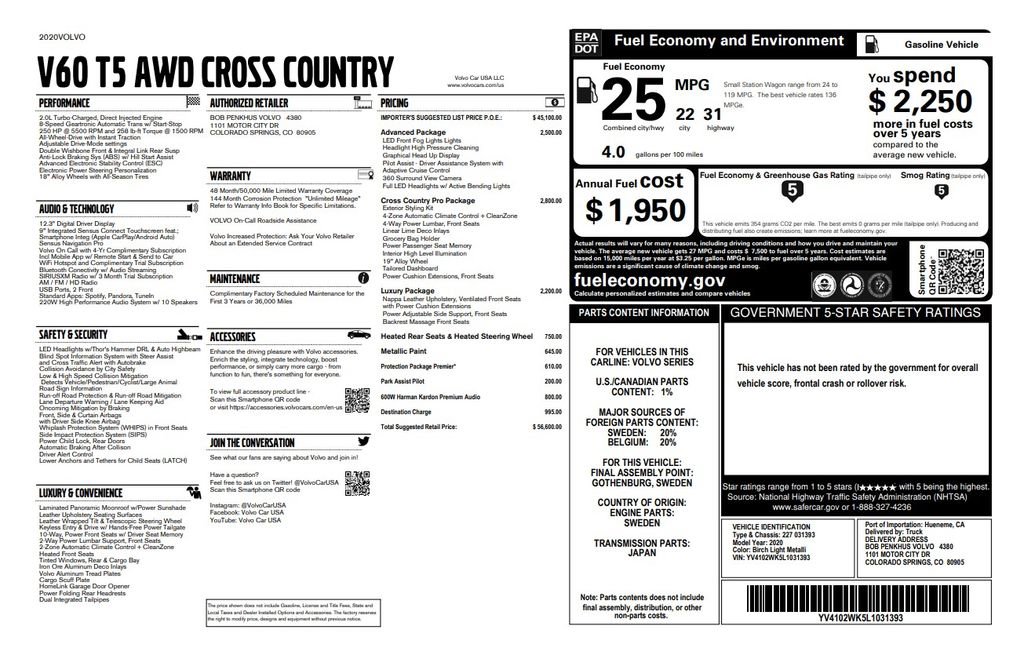 Used 2020 Volvo V60 T5 Cross Country AWD/4WD image 4