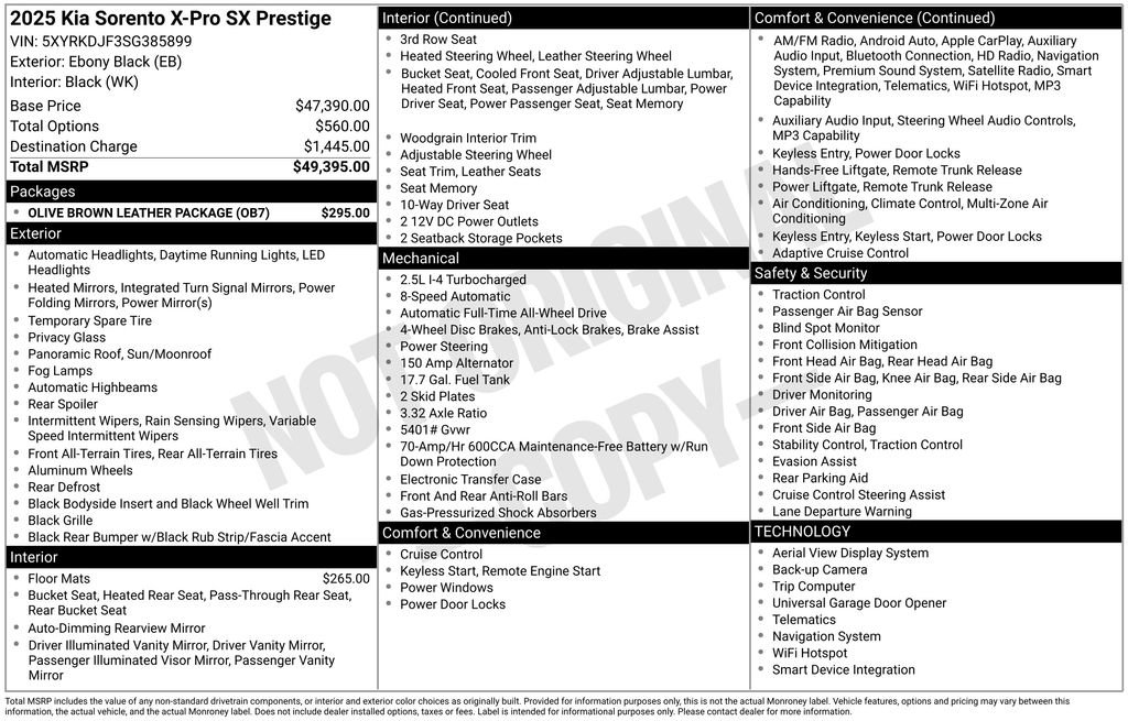 Certified 2025 Kia Sorento SX Prestige w/ Olive Brown Leather Package AWD/4WD image 12