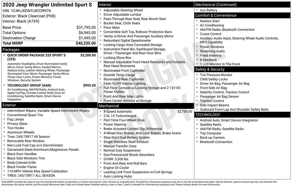 Used 2020 Jeep Wrangler Unlimited Sport S image 18