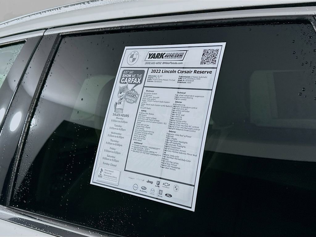 Used 2022 Lincoln Corsair Reserve w/ Equipment Group 201A image 12