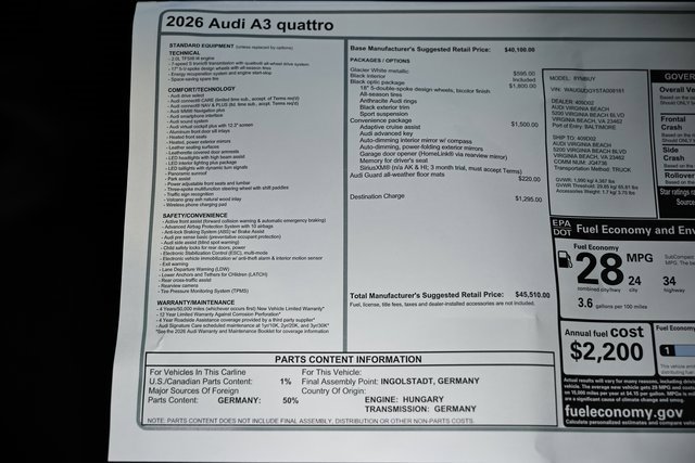 New 2026 Audi A3 2.0T Premium image 40