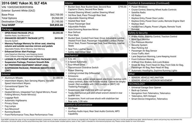 Used 2016 GMC Yukon XL SLT w/ Open Road Package AWD/4WD image 50