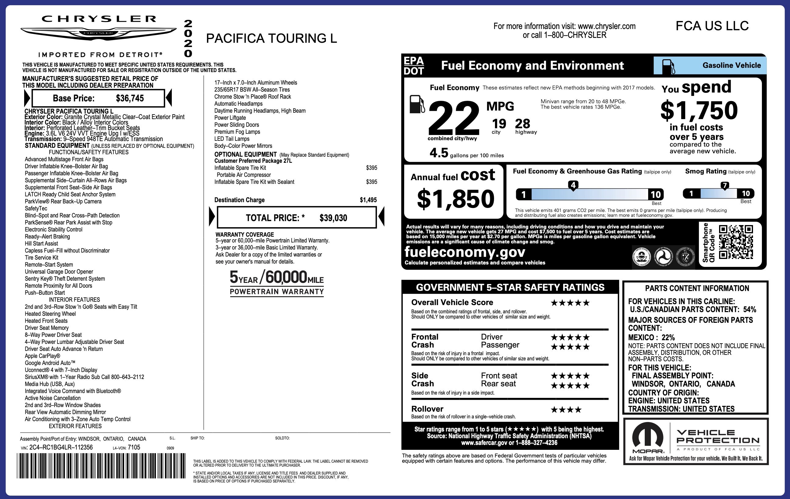 Used 2020 Chrysler Pacifica Touring-L FWD image 3