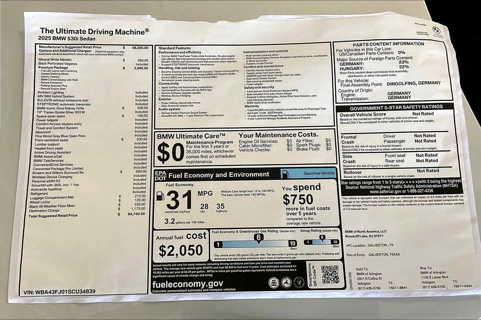 New 2025 BMW 530i 530i w/ Premium Package image 19