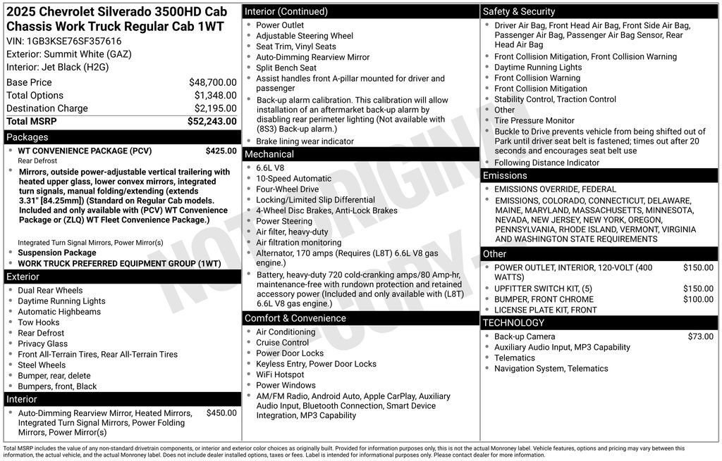 New 2025 Chevrolet Silverado 3500 W/T w/ WT Convenience Package image 30