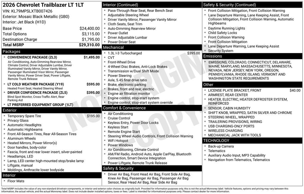 New 2026 Chevrolet TrailBlazer LT w/ Convenience Package image 32