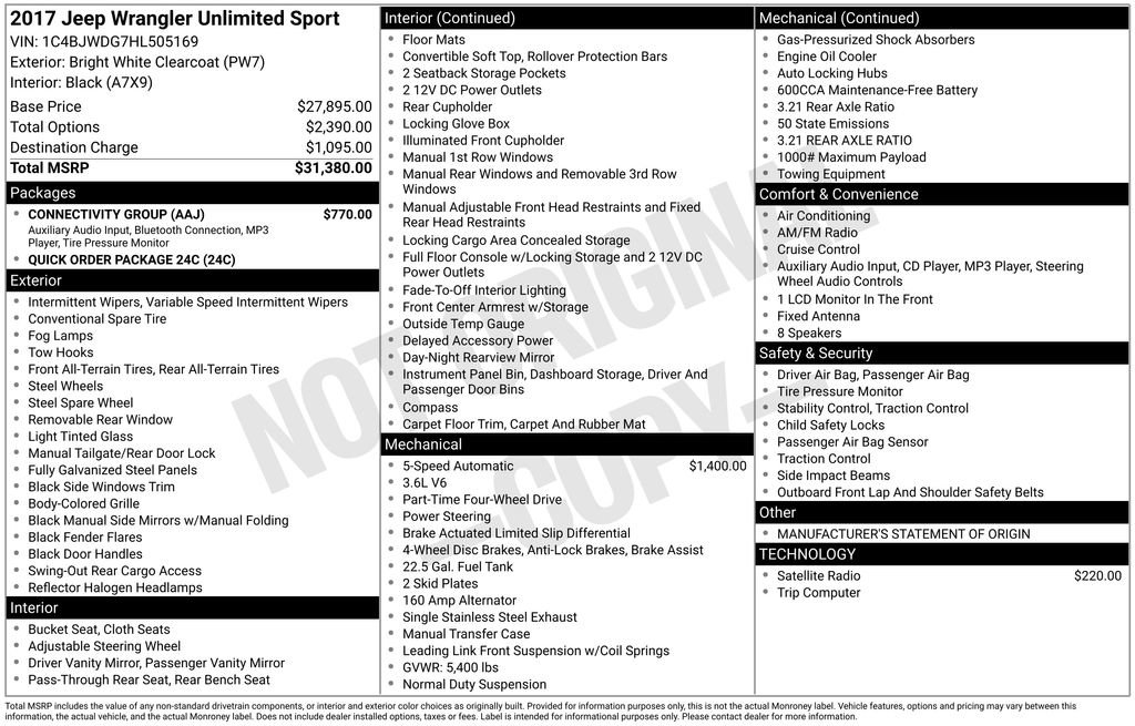 Used 2017 Jeep Wrangler Unlimited Sport w/ Connectivity Group image 13